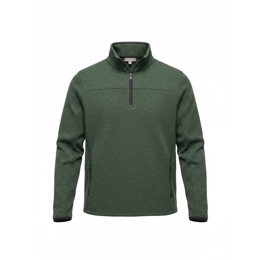 Eddie Bauer Men's Forest Green Fleece Lined 1/4 Zip Pullover Sweater Outdoor S